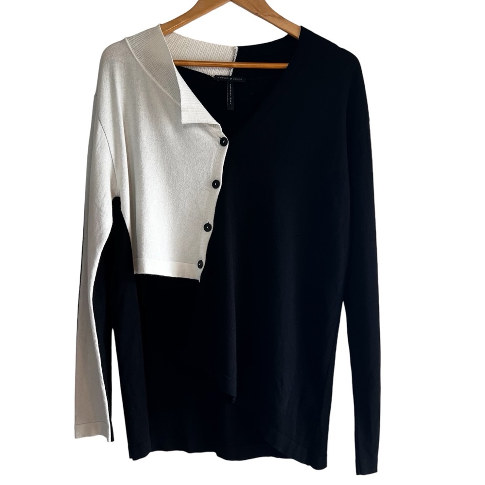 Sarah Pacini asymmetrical colour block button down sweater excellent condition